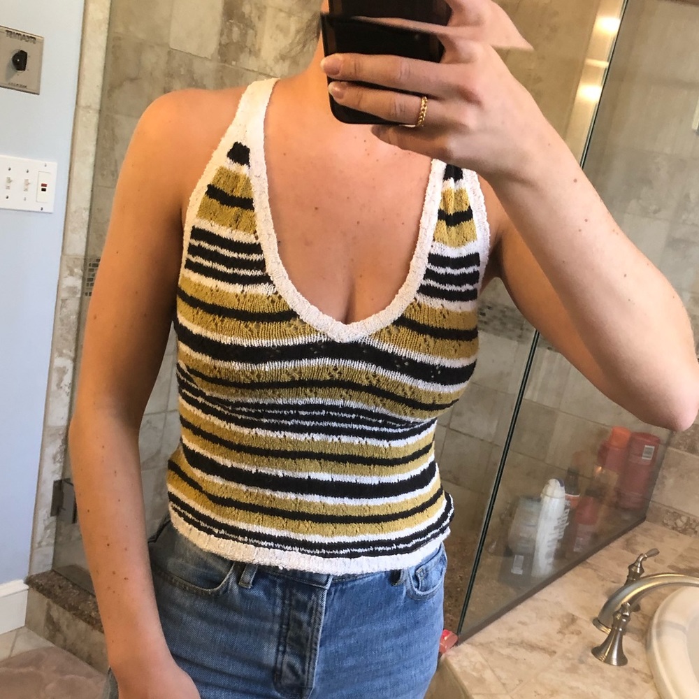 Free people crochet striped tank